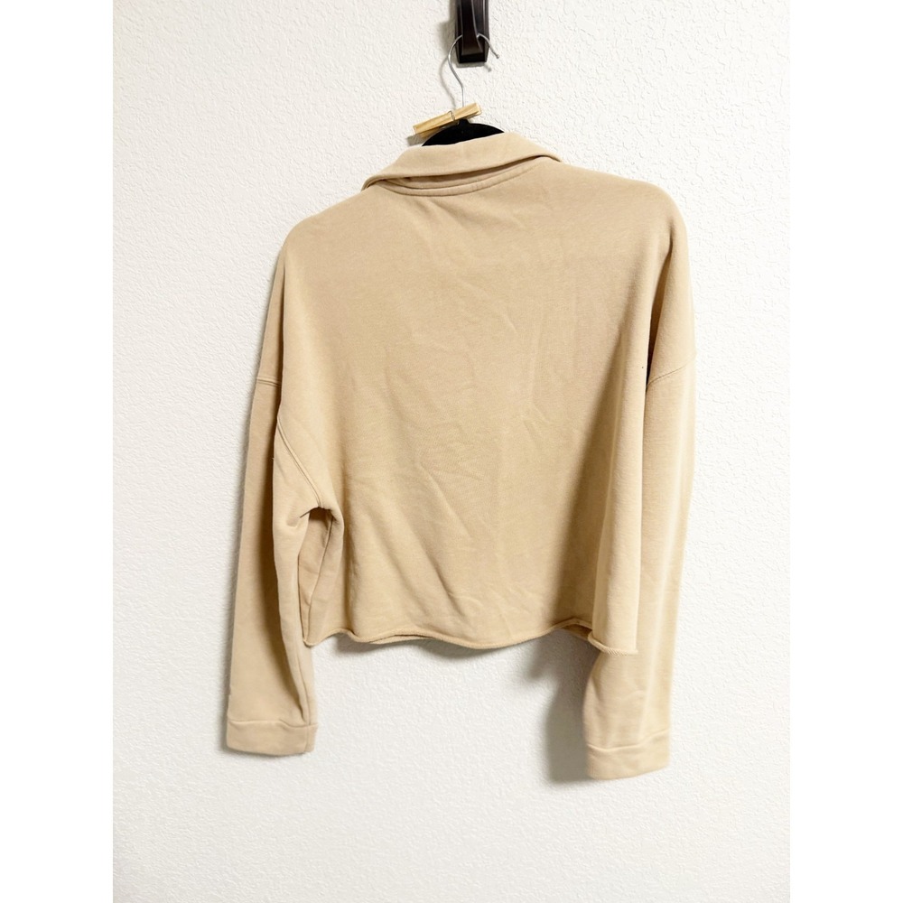 Vuori Sedona Cropped Polo Shirt Sweatshirt Raw Hem Coconut Tan Beige‎ Medium - Picture 3 of 8